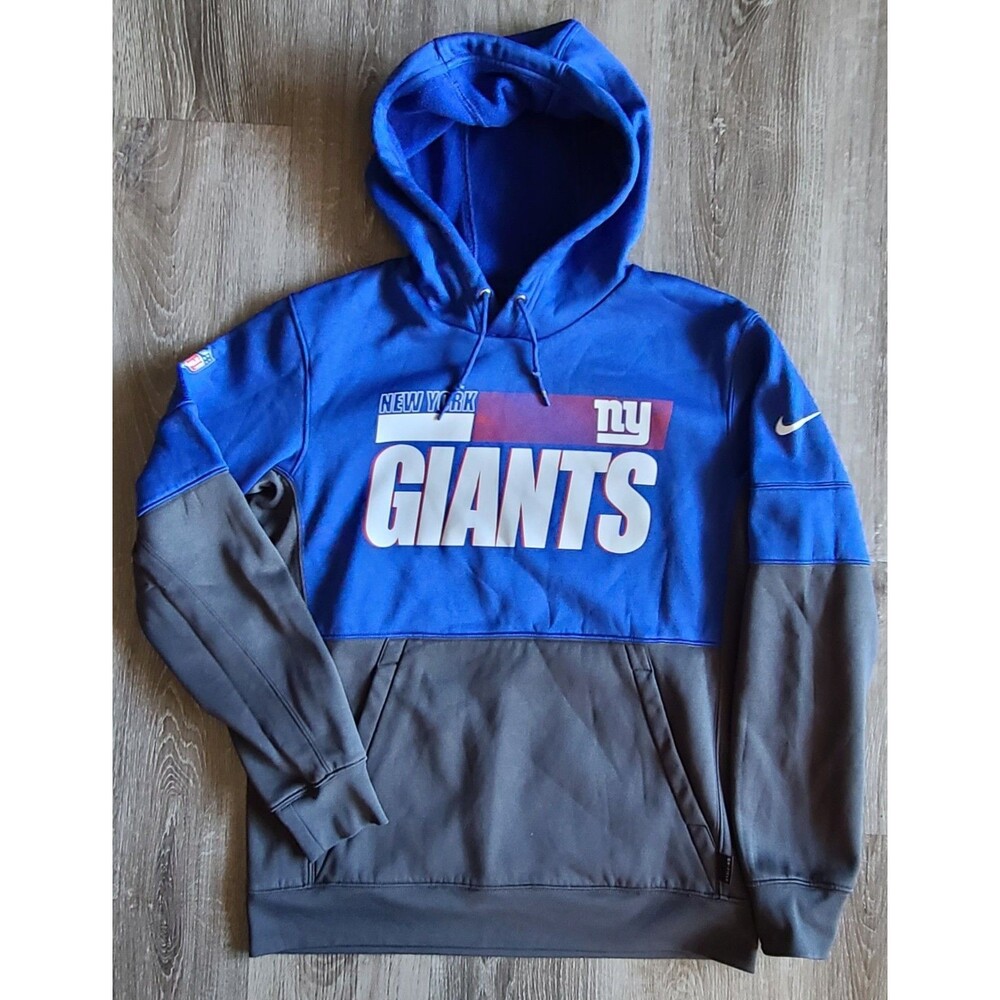 Nike New York Giants NFL On Field Dri-FIT Hoodie Mens M Blue Gray Pullover